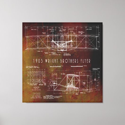 Erster Flugplan von Fly Wright Bros 1903 Leinwanddruck (Vorderseite)