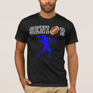 Erster Football-Quarterback mit blauer Silhouette T-Shirt