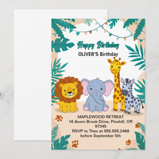 Erster Geburtstag 1. Geburtstag Einladung (Vorne/Hinten)