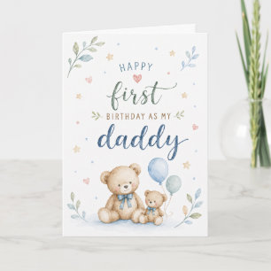 Erster Geburtstag als mein Daddy Watercolor Teddyb Karte