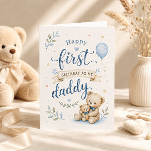 Erster Geburtstag als mein Daddy Watercolor Teddyb Karte