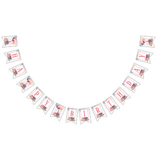 Erster Geburtstag - Aquarellgeschenke und Ballons  Wimpelkette