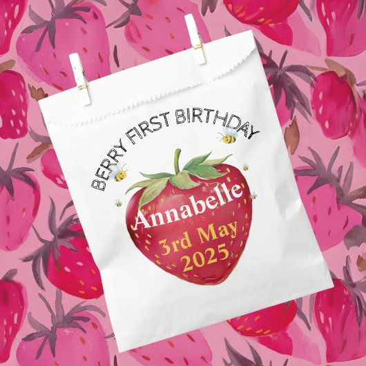 Erster Geburtstag Baby 1. Strawberry Niedlich Geschenktütchen