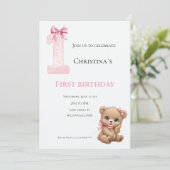 Erster Geburtstag Baby Mädchen Einladung (Stehend Vorderseite)