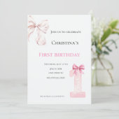Erster Geburtstag Baby Mädchen Einladung (Stehend Vorderseite)