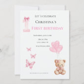 Erster Geburtstag Baby Mädchen Einladung (Vorderseite)