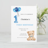 Erster Geburtstag Babyjunge Einladung (Stehend Vorderseite)