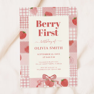 Erster Geburtstag Berry Rosa Schleife 1. Geburtsta Einladung