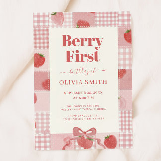Erster Geburtstag Berry Rosa Schleife 1. Geburtsta Einladung