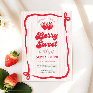 Erster Geburtstag Berry Rosa Schleife 1. Geburtsta Einladung