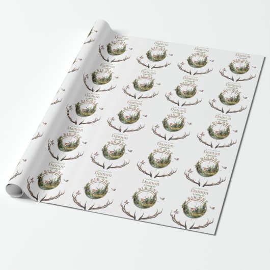 Erster Geburtstag Big One Jagd Geschenkpapier (Ungerollt)