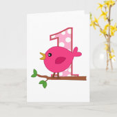 Erster Geburtstag Birdie Karte (Gelbe Blume)