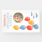 Erster Geburtstag Blauer Ballon Kind Geburtstag Fo Banner (Horizontal)