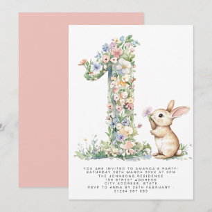 Erster Geburtstag Blumenstrauß Einladung & Bunny E
