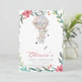 Erster Geburtstag Boho Heißluftballon Geburtstag Einladung (Stehend Vorderseite)