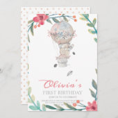 Erster Geburtstag Boho Heißluftballon Geburtstag Einladung (Vorne/Hinten)