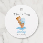 Erster Geburtstag Boy Teddy Bear Ice Creme Geschenkanhänger (Rückseite)