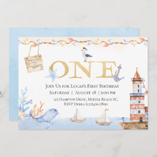 Erster Geburtstag Boys Nautical Blue Lighthouse