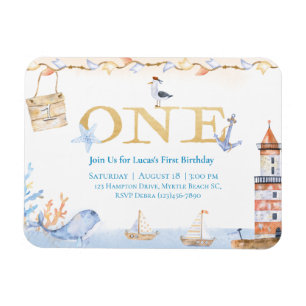 Erster Geburtstag Boys Nautical Blue Lighthouse Magnet