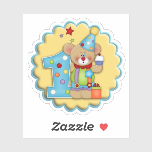 Erster Geburtstag Clownbär Die Sticker Decal schne (Blatt)