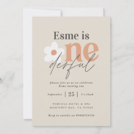 Erster Geburtstag daisboho retro terracotta natürl Einladung