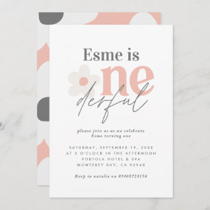 Erster Geburtstag daisy boho Retro rosa mädchenhaf Einladung