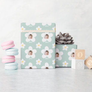 Erster Geburtstag daisy boho retro türkis gelb t Geschenkpapier