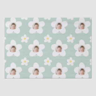 Erster Geburtstag daisy boho retro türkisfarben ge Seidenpapier