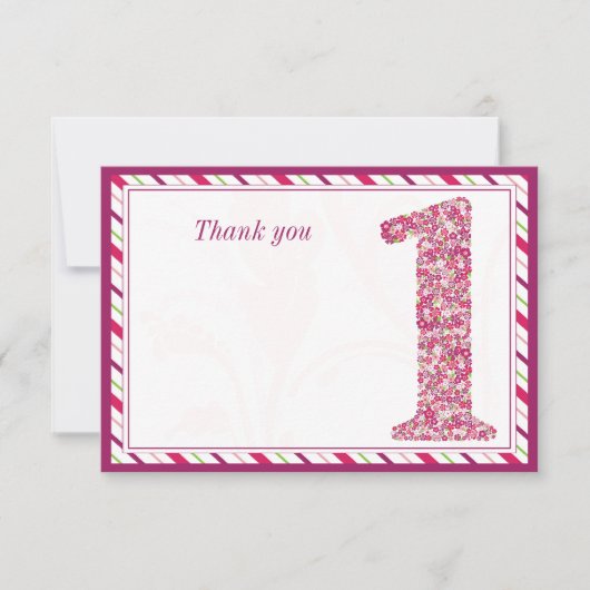 Erster Geburtstag der Blumen und der Dankeskarte (Vorderseite)