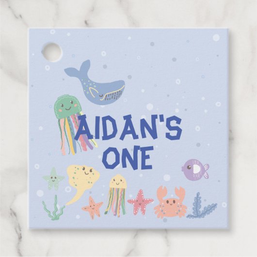 Erster Geburtstag der niedlichen Unterwasserwelt Geschenkanhänger (Vorderseite)