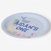 Erster Geburtstag der niedlichen Unterwasserwelt Pappteller (Schrägansicht)