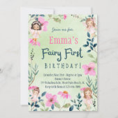 Erster Geburtstag der verzauberten Wald-Fairy Einladung (Vorderseite)