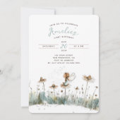 Erster Geburtstag der verzauberten Wildblume Meado Einladung (Rückseite)