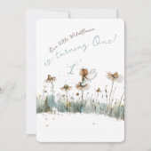 Erster Geburtstag der verzauberten Wildblume Meado Einladung (Vorderseite)