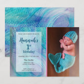 Erster Geburtstag des Einladung (Vorne/Hinten)