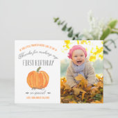 Erster Geburtstag des Fall-Kürbis-| danken Ihnen Dankeskarte (Stehend Vorderseite)