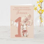 Erster Geburtstag des Hasen Karte (Gelbe Blume)