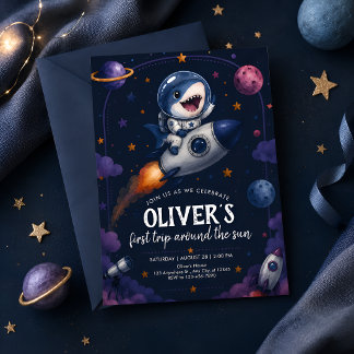 Erster Geburtstag des Weltraumhais Einladung