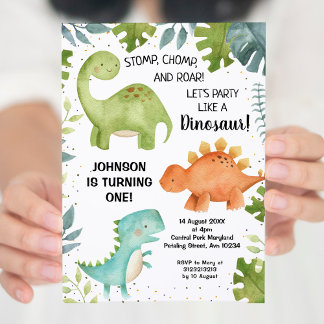 Erster Geburtstag Dinosaur Geburtstag Einladung