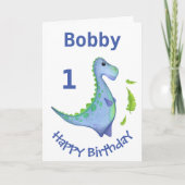 Erster Geburtstag Dinosaurier personalisieren Boy' Karte (Vorderseite)