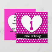 Erster Geburtstag EIN jähriges Mädchen-Rosa spielt Einladung (Vorne/Hinten)