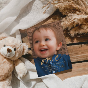 Erster Geburtstag eines Babyjungen - Erste Geburts Einladung
