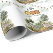 Erster Geburtstag eines glücklichen Camper Geschenkpapier (Rolleneckpunkt)