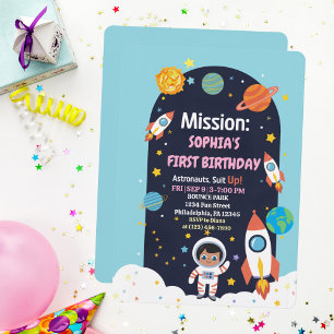 Erster Geburtstag eines Jungen Weltraum Astronaut  Einladung