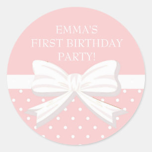 Erster Geburtstag eines kleinen Mädchens mit rosa Runder Aufkleber