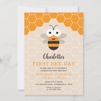Erster Geburtstag eines Mädchens 1. Bee-Day Süße H Einladung