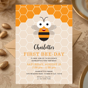 Erster Geburtstag eines Mädchens 1. Bee-Day Süße H Einladung