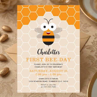 Erster Geburtstag eines Mädchens 1. Bee-Day Süße H Einladung