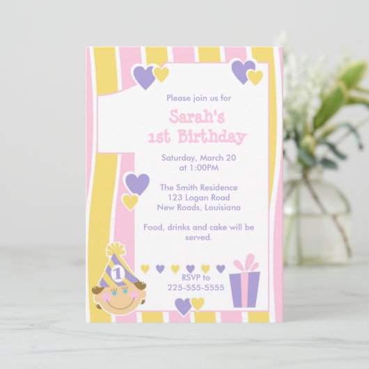 Erster Geburtstag Einladung (Stehend Vorderseite)