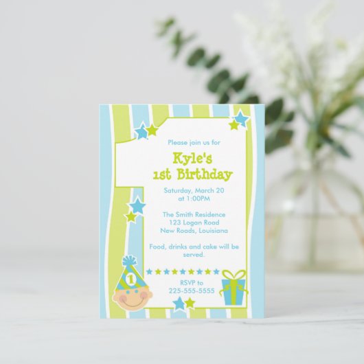 Erster Geburtstag Einladung (Stehend Vorderseite)